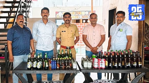 "Jamkhed police seize ₹1.2 lakh worth country and foreign liquor during hotel raids; two suspects under scanner."