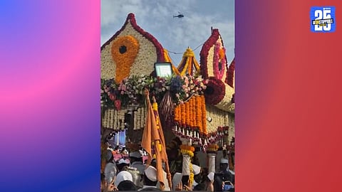 Flower Shower from Helicopter on Saints Palkhis