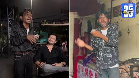 Raju Kalakar from Surat performs a soulful song using a broken stone as percussion, captivating millions across India