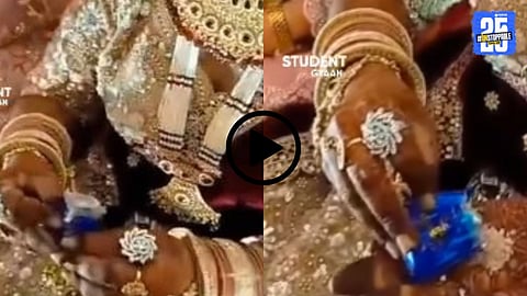 The viral moment when the bride shockingly pulls out a gutkha sachet from her purse and consumes it mid-wedding, leaving guests in disbelief.

