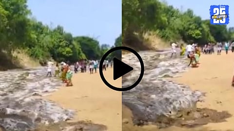 Villagers in a rural Indian village emotionally welcome Kaveri river water with prayers and flower offerings as it arrives for the first time in history.