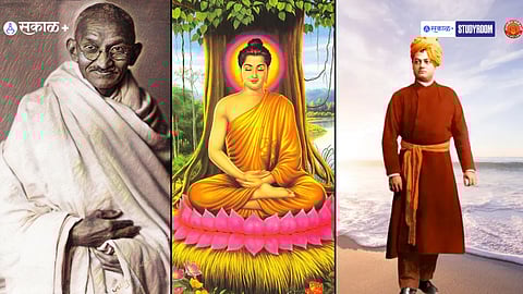 Mahatma Gandhi, Gautam Buddha and Swami Vivekananda