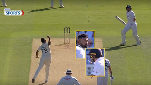 MOHAMMED SIRAJ ALLMOST THROWS BALL AT JOE ROOT 