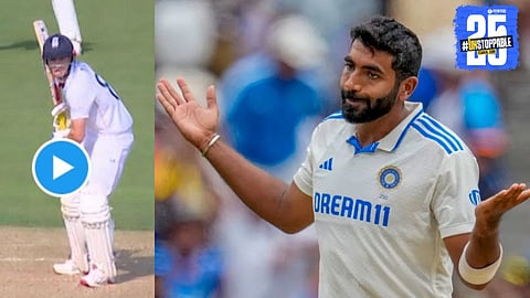 Jasprit Bumrah celebrates after clean bowling Harry Brook during the third Test match at Lord’s 
