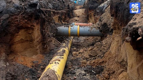sewage line and water supply line
