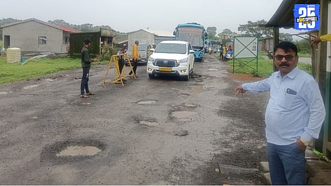 Huge potholes and toll naka delay devotees en route to Bhimashankar temple; poor road condition sparks anger.
