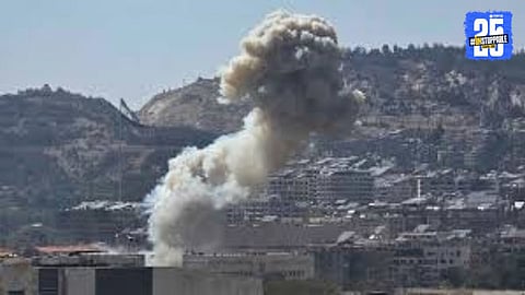 A massive plume of smoke rises above Damascus as Israeli airstrikes hit Syrian military targets, intensifying regional tensions and sparking fear among civilians.

