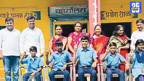 Students casting votes in the democratic election at Bhairavnath Vidyalaya to choose their class representatives.