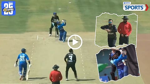 Hassan Eisakhil hit a six against father Mohammad Nabi
