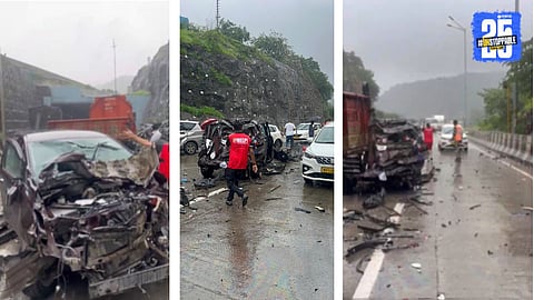 मुंबई-पुणे 'एक्स्प्रेस वे'वर भीषण अपघात! सात ते आठ वाहनं एकमेकांना धडकली, एका महिलेचा मृत्यू