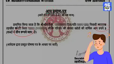 Income Certificate Shows ₹3 Annual Earning – Viral