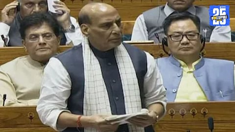 Defence Minister Rajnath Singh addresses the Lok Sabha, revealing key details on Operation Sindoor and India’s strategic military decisions against Pakistan-backed terror camps.