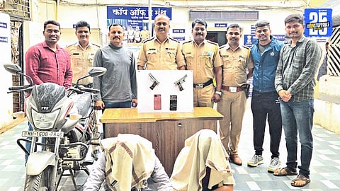 Two accused nabbed with country-made pistols in Newasa after high-voltage police chase.