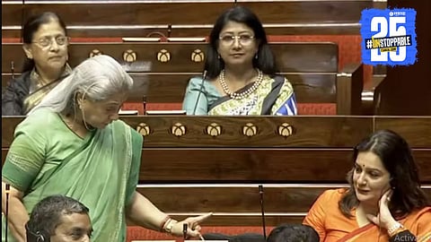 Jaya Bachchan angrily reacts to Priyanka Chaturvedi during a Rajya Sabha session.

