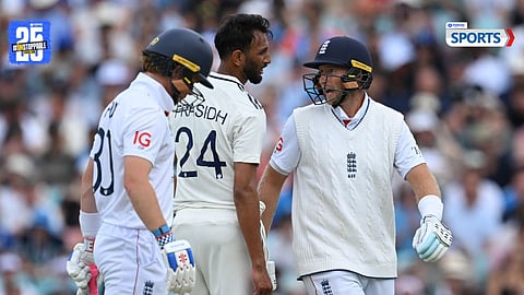 Joe Root and Prasidh Krishna exchange words