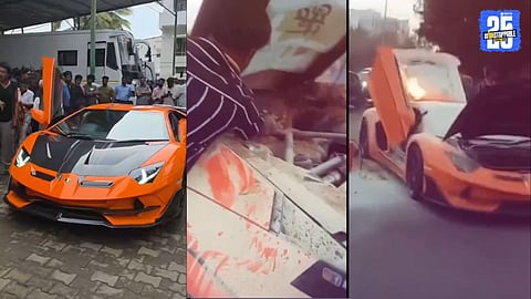 social media influencer 10 crores lamborghini caught on fire