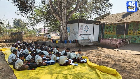 Shrigonda students studying under trees due to 54 unsafe classrooms, raising serious questions on rural school infrastructure.