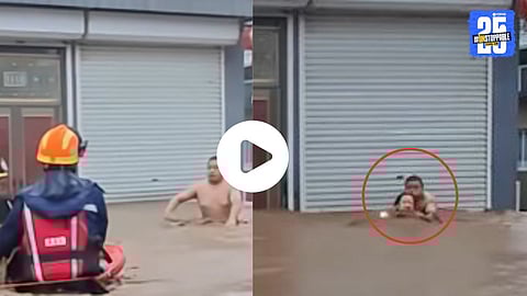 A rescue team in China saves a woman from a devastating flood as her husband insists on her safety before his own, showcasing a powerful act of love and sacrifice.

