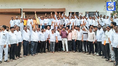 Dr. Sujay Vikhe Patil celebrates Janaseva’s 12-seat victory in the Parner Milk Union elections.