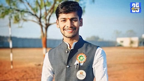 Police and locals gather at the site of the Solapur-Kolhapur highway accident where a speeding car hit a young couple, killing the husband.