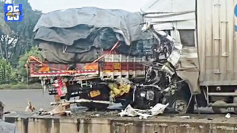 "Beer bottles looted after container-truck collision near Nandalapur."