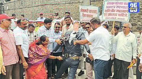 Protesters in Kolhapur burn Donald Trump effigy as police intervene during heated demonstration.