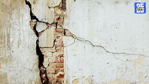 Excessive noise vibrations cause cracks in walls and glass due to resonance effect, raising building safety concerns.