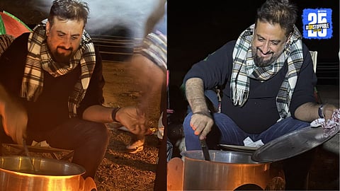 Imtiaz Jaleel serves biryani at a public gathering in protest against the meat ban on Independence Day in Chhatrapati Sambhajinagar.