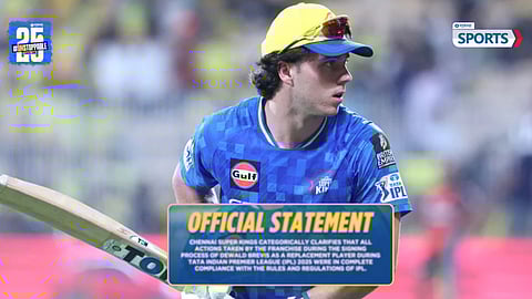 CSK official clarification on Dewald Brevis replacement player
