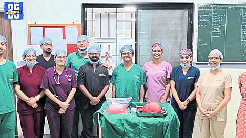 "Walawalkar Hospital doctors successfully remove 3.775 kg uterine tumor, restoring woman’s health."