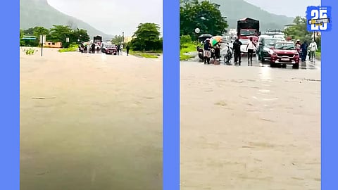 Traffic Halted on Wakan-Pali-Khopoli State Highway Due to Flooded water