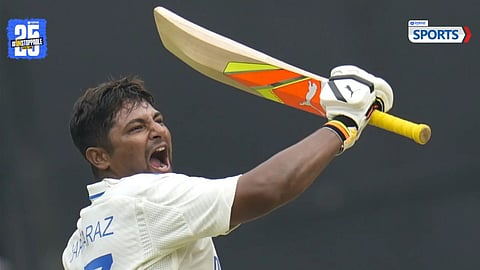 Sarfaraz Khan celebrates his explosive century