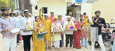 जेजुरीत गणरायाचे जल्लोषात आगमन