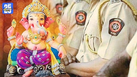 Police and security personnel deployed during Ganeshotsav to ensure safety and smooth celebrations.
