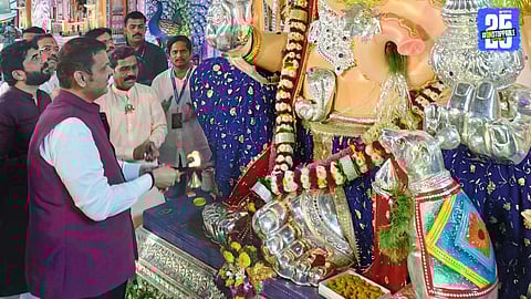 “CM Devendra Fadnavis during his whirlwind three-hour tour with inaugurations and mandal interactions.”