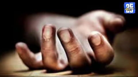 “Police at Kasarvadavali where bodies of woman and girl were found in a farmland pit.”