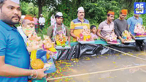 "Satara bids a heartfelt farewell to Lord Ganesha with eco-friendly visarjan processions full of devotion and enthusiasm."