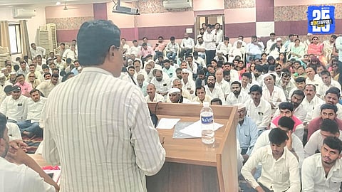MLA Kashinath Date addressing NCP workers, urging discipline and unity for strengthening the organization.