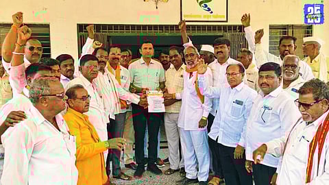 Banjara community members marching to Pathardi Tehsil office demanding justice and constitutional rights.