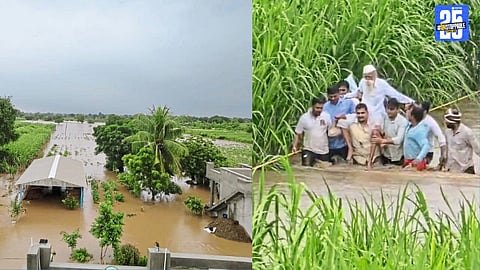 Shevgaon, Shrigonda and Karjat battered by floods; river waters submerge homes, families displaced.