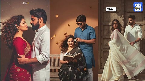 Retro couple image prompt for gemini