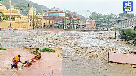 Pathardi flood rescue: Relief teams save 127 villagers as heavy rains cut off road links.