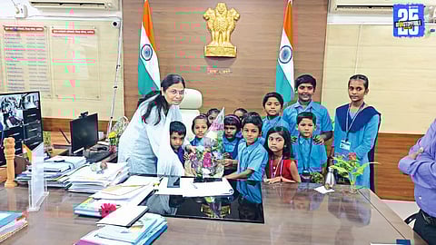 “Children protest emotionally against their teacher’s transfer, demanding her return to the village school.”