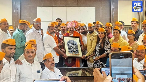 MLA Shashikant Shinde addressing supporters on the success of the Maratha agitation."