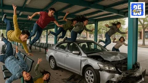 Youth talking to girlfriend car accident