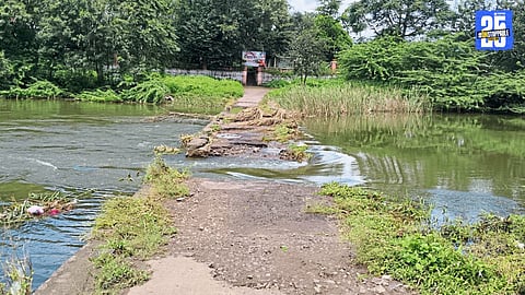 Mayani canal washed away in Khatav after heavy rains, leaving Kharif crops damaged.