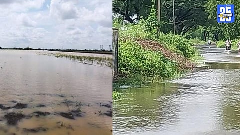 Heavy rainfall in Mangalwedha, yet farmers remain worried as the rain gauge shows no official record.