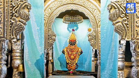 Vitthal and Rukmini adorned in traditional ornaments at Pandharpur temple as Sharadiya Navratri begins.