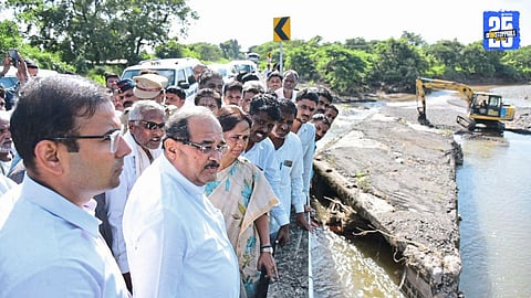 "Guardian Minister Radhakrishna Vikhe Patil calls for unified government action to support flood-hit farmers."