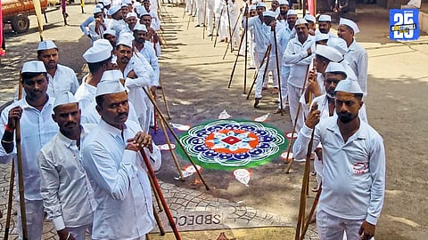 "Devotees in Pandhe village observe the 350-year-old ‘Ubhya Navratra’ tradition with Akhand Jagdamba Jagar."